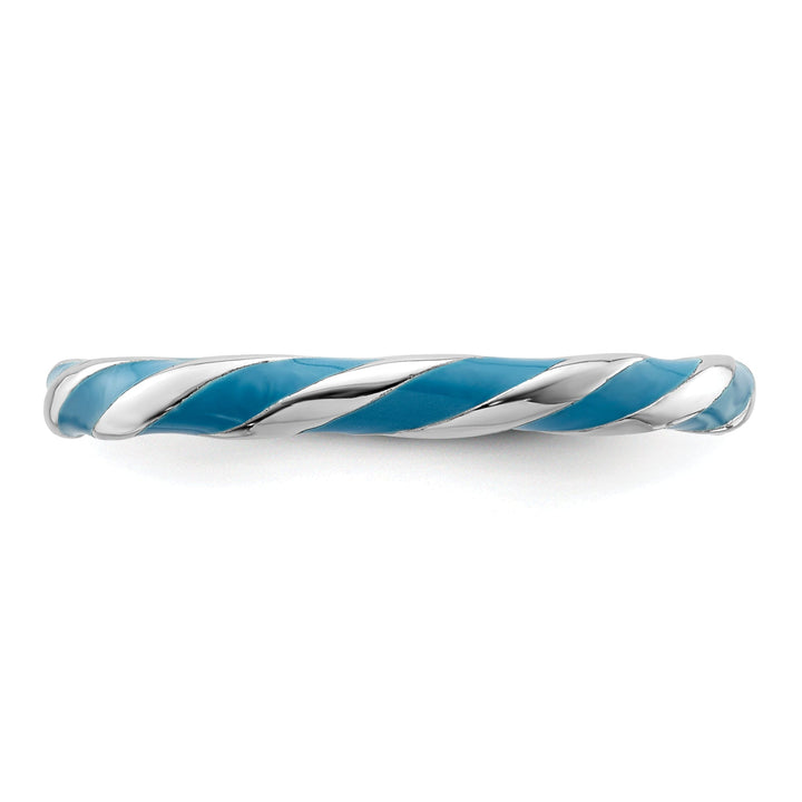 Sterling Silver Blue Enameled Stackable Ring