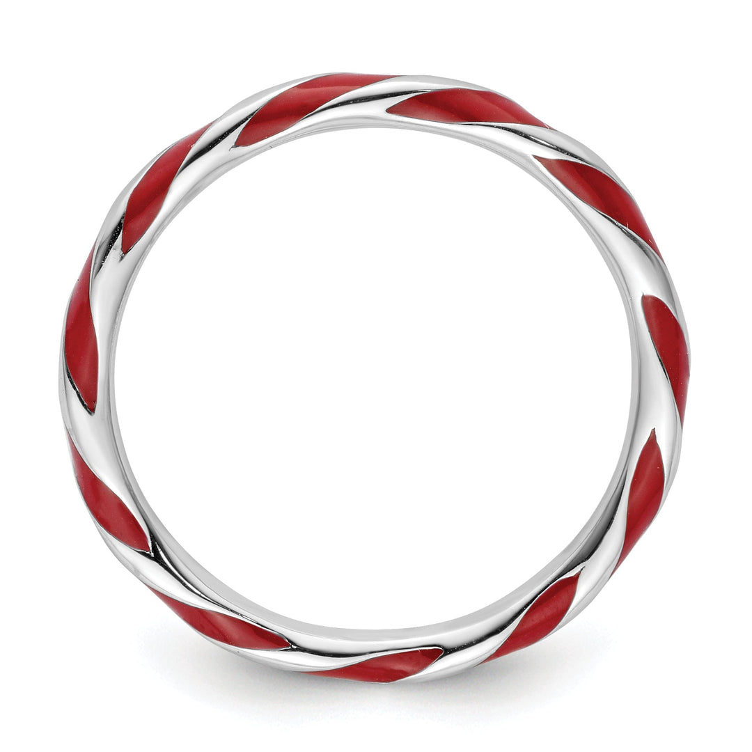 Sterling Silver Red Enameled Stackable Ring