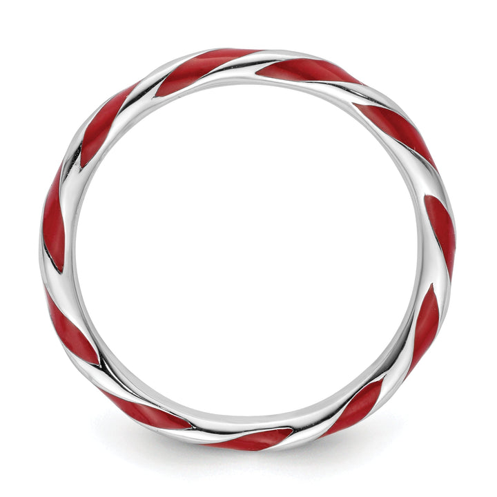 Sterling Silver Red Enameled Stackable Ring