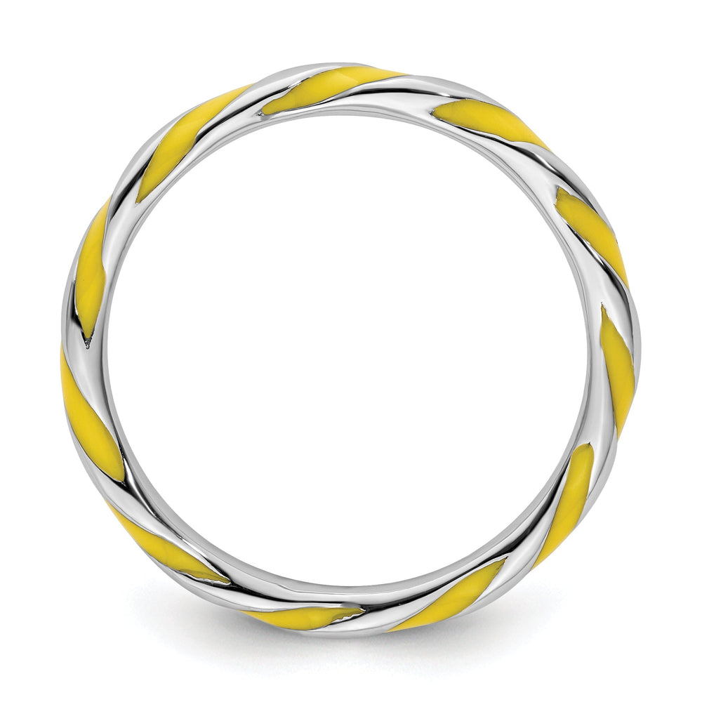 Sterling Silver Yellow Enameled Stackable Ring