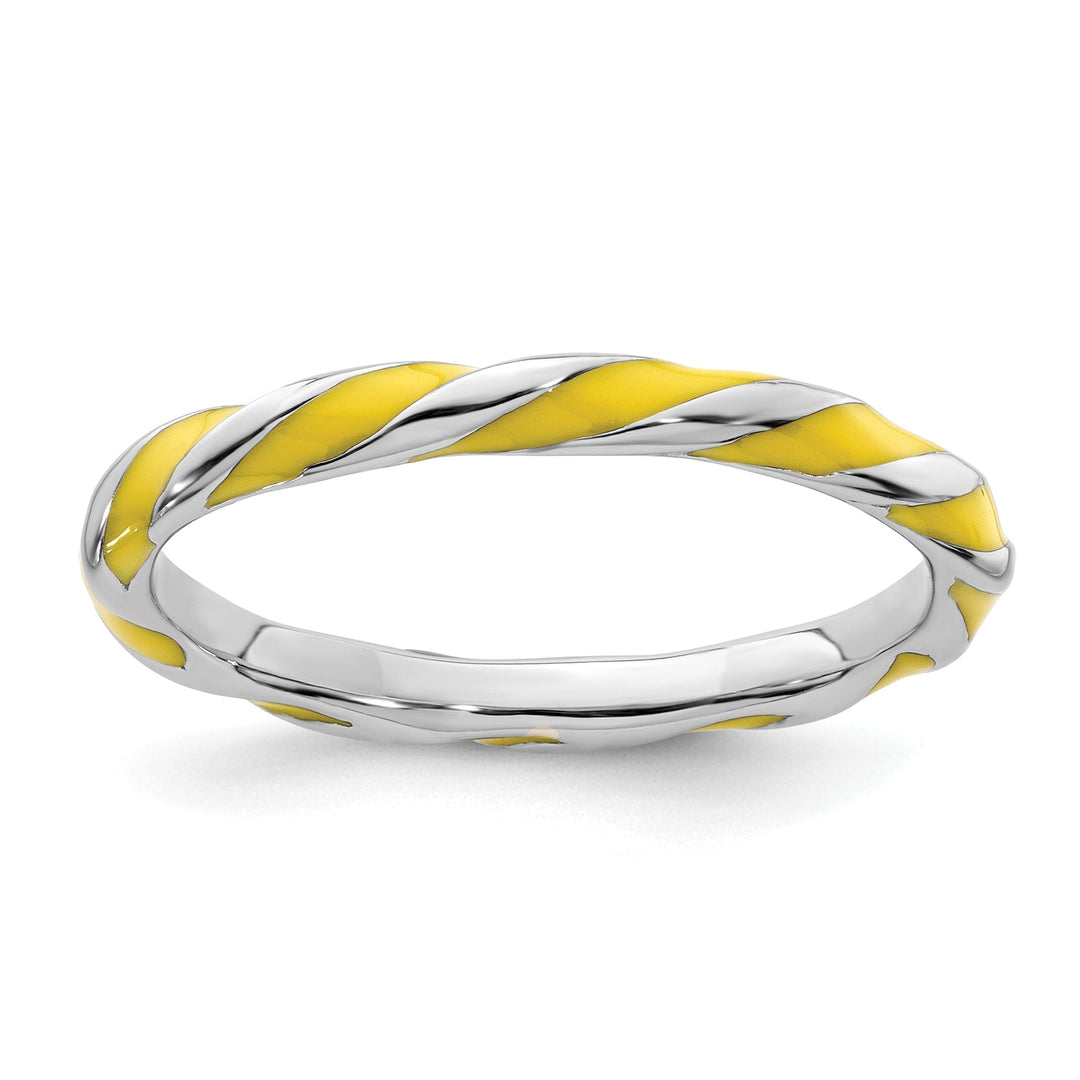 Sterling Silver Yellow Enameled Stackable Ring