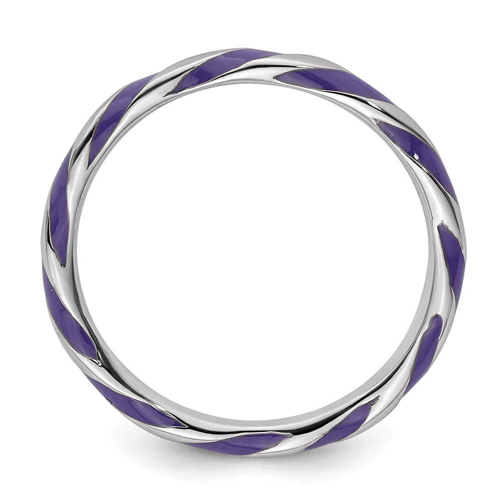 Sterling Silver Purple Enameled Stackable Ring