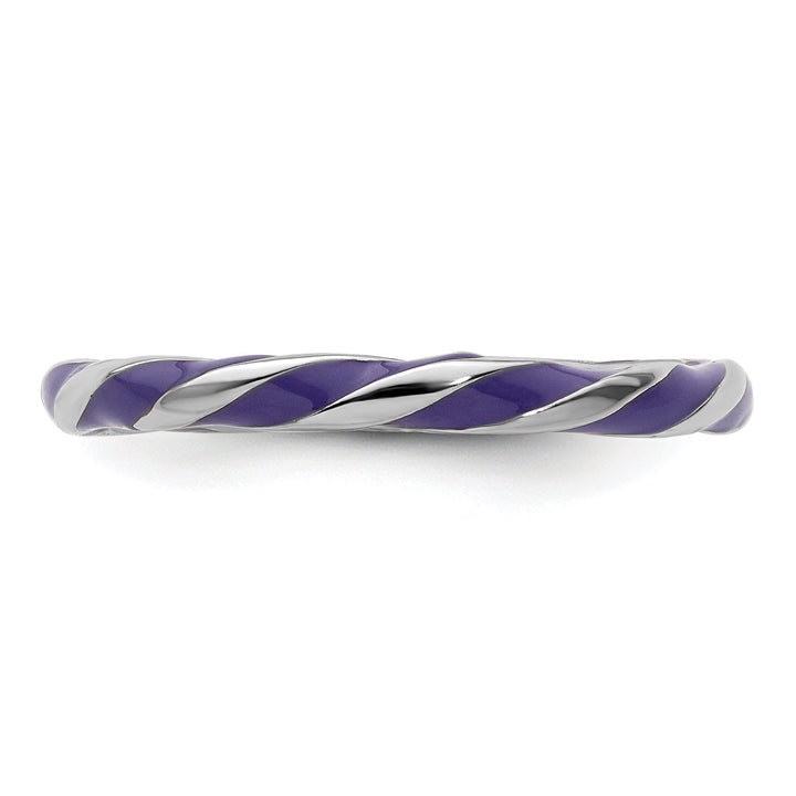 Sterling Silver Purple Enameled Stackable Ring