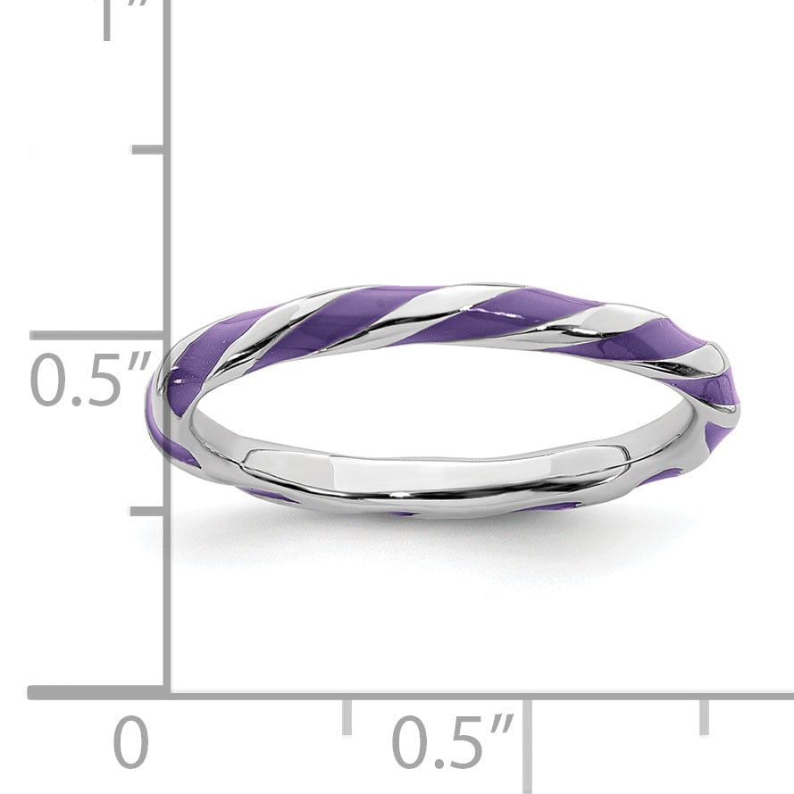 Sterling Silver Purple Enameled Stackable Ring