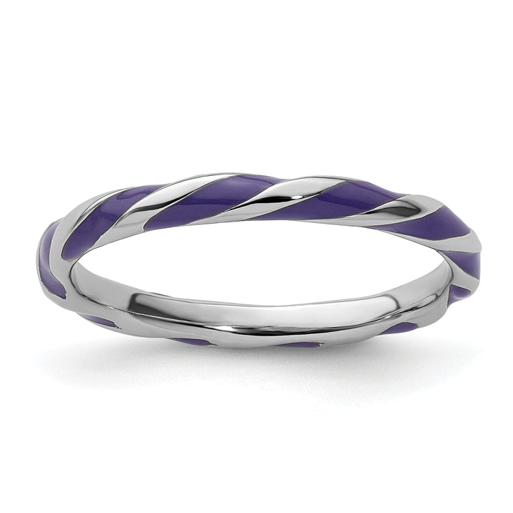 Sterling Silver Purple Enameled Stackable Ring