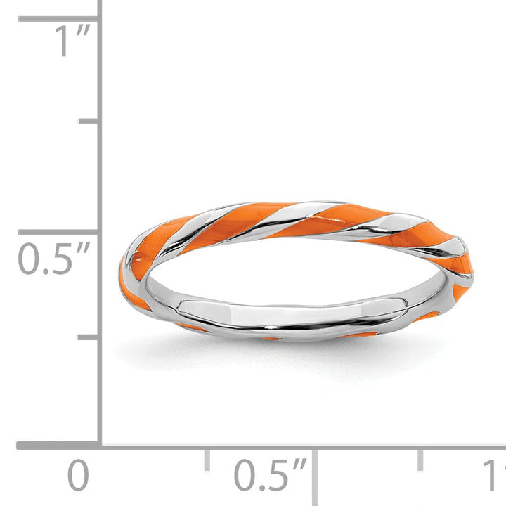 Sterling Silver Orange Enameled Stackable Ring