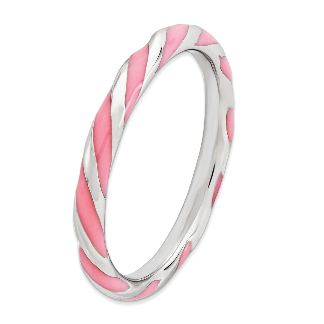 Sterling Silver Pink Enameled Stackable Ring