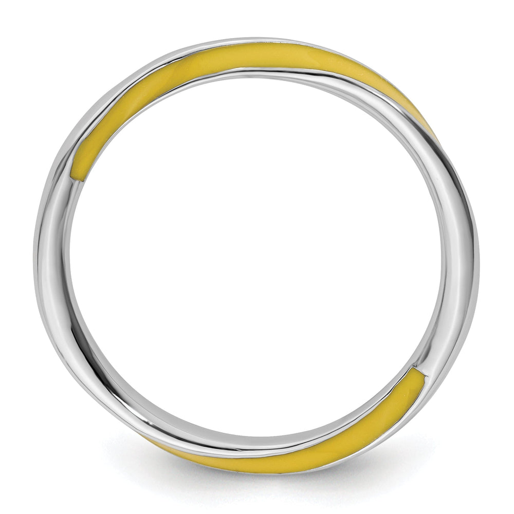 Sterling Silver Yellow Enameled Stackable Ring