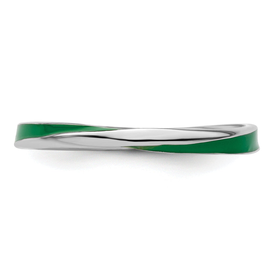 Sterling Silver Green Enameled Stackable Ring