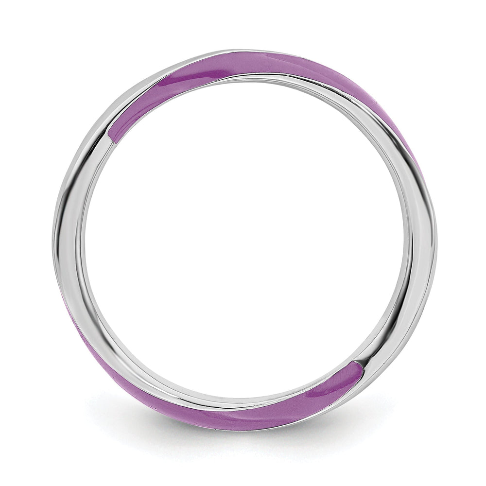 Sterling Silver Purple Enameled Stackable Ring