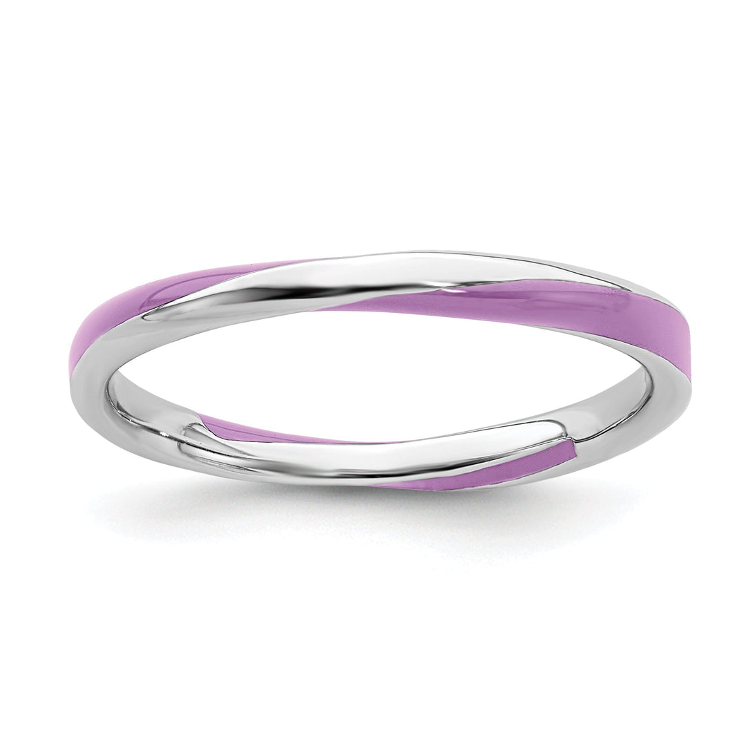 Sterling Silver Purple Enameled Stackable Ring