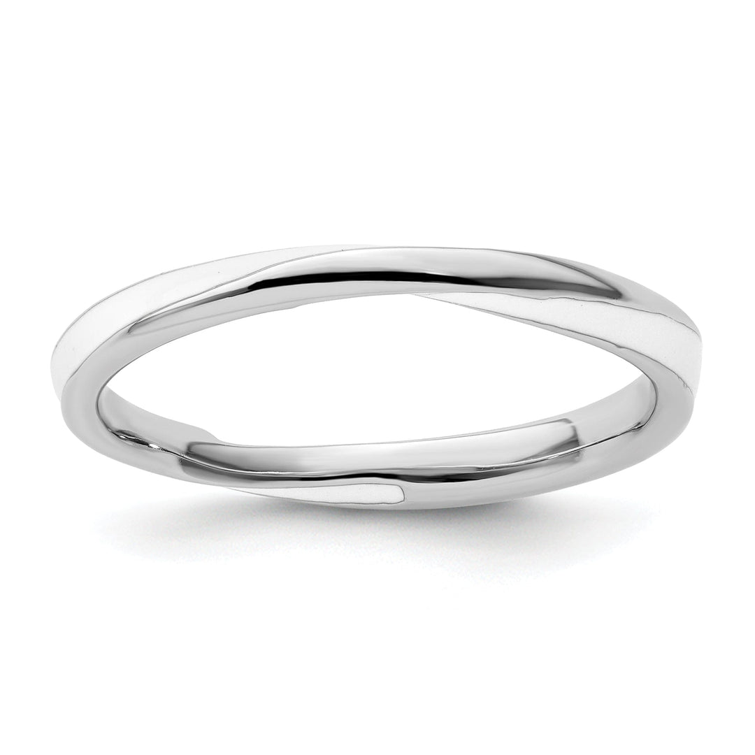 Sterling Silver White Enameled Stackable Ring