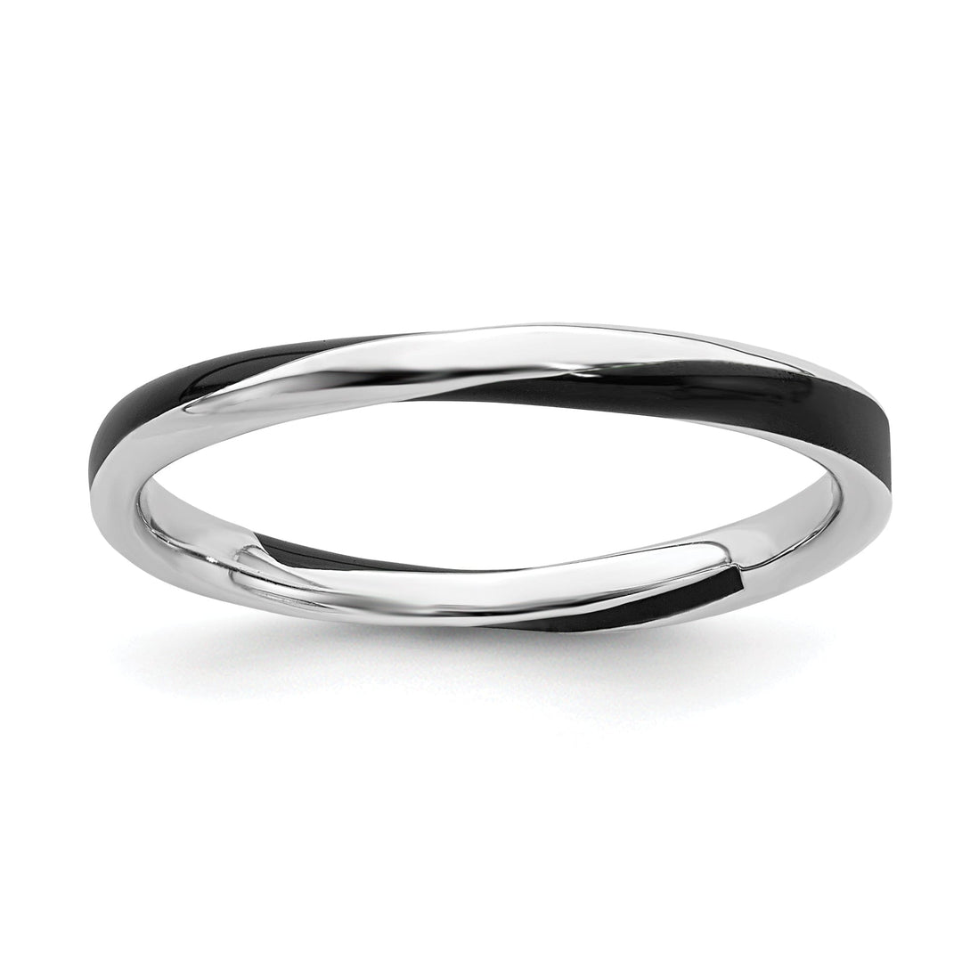 Sterling Silver Black Enameled Stackable Ring