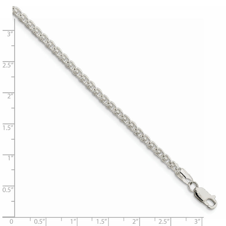 Silver Polished 3.00-mm Solid Round Spiga Chain