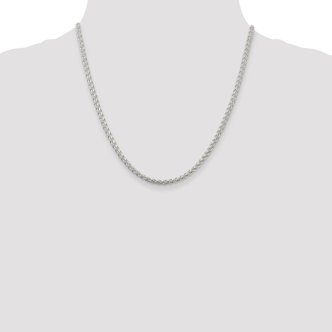 Silver Polished 3.00-mm Solid Round Spiga Chain