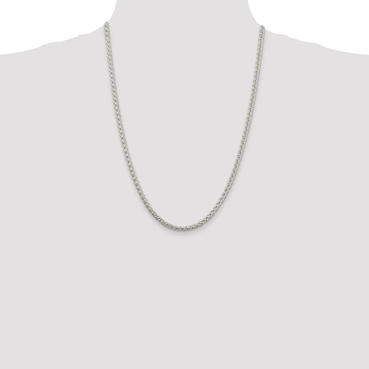 Silver Polished 4.00-mm Solid Round Spiga Chain