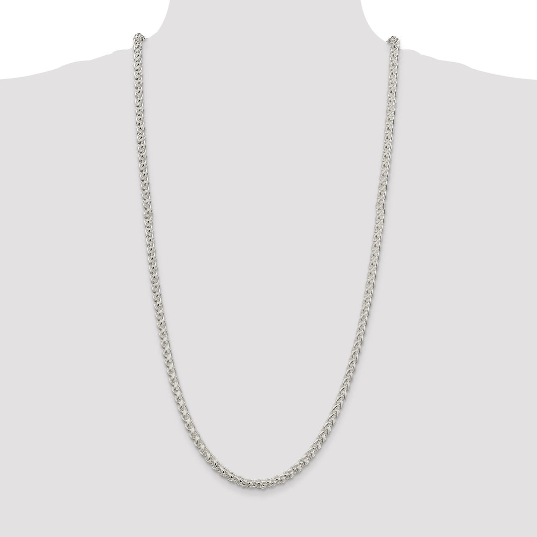 Silver Polished 5.00-mm Solid Round Spiga Chain