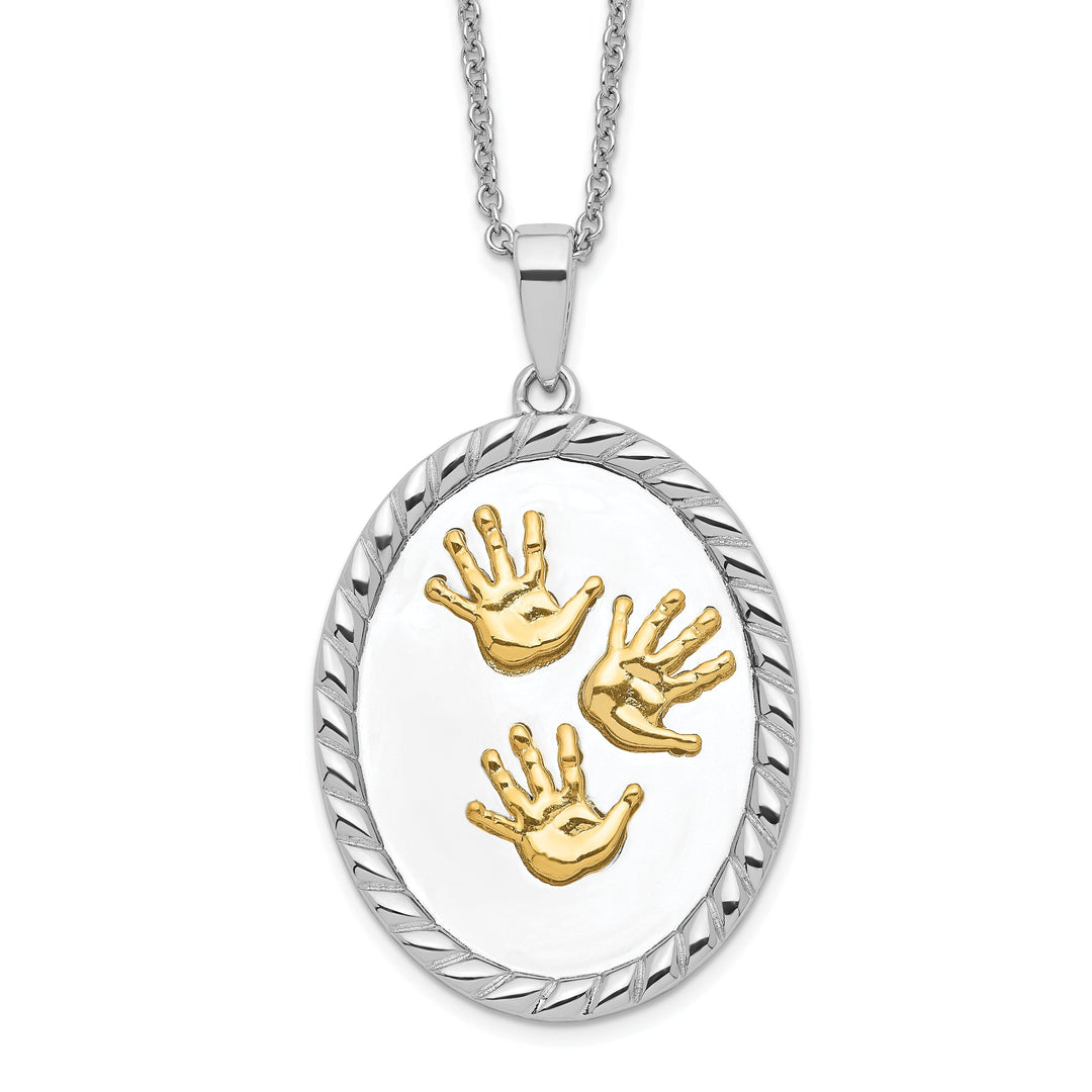 Sterling Silver Hand Prints Necklace