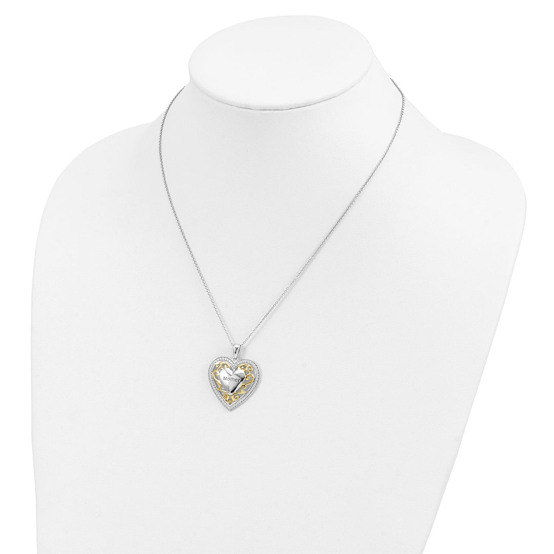 Sterling Silver Mother Heart Necklace