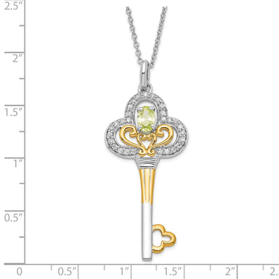 August Light Green Clear Birthstone Key Necklace at $ 50.34 only from Jewelryshopping.com