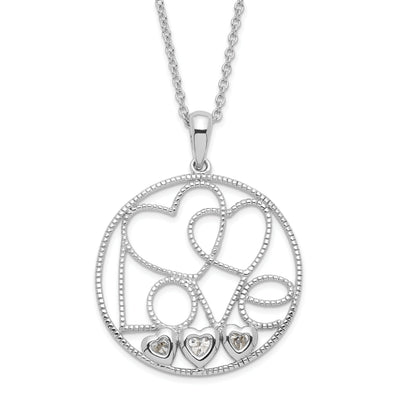 Sterling Silver Baby Makes Five Hearts Necklace