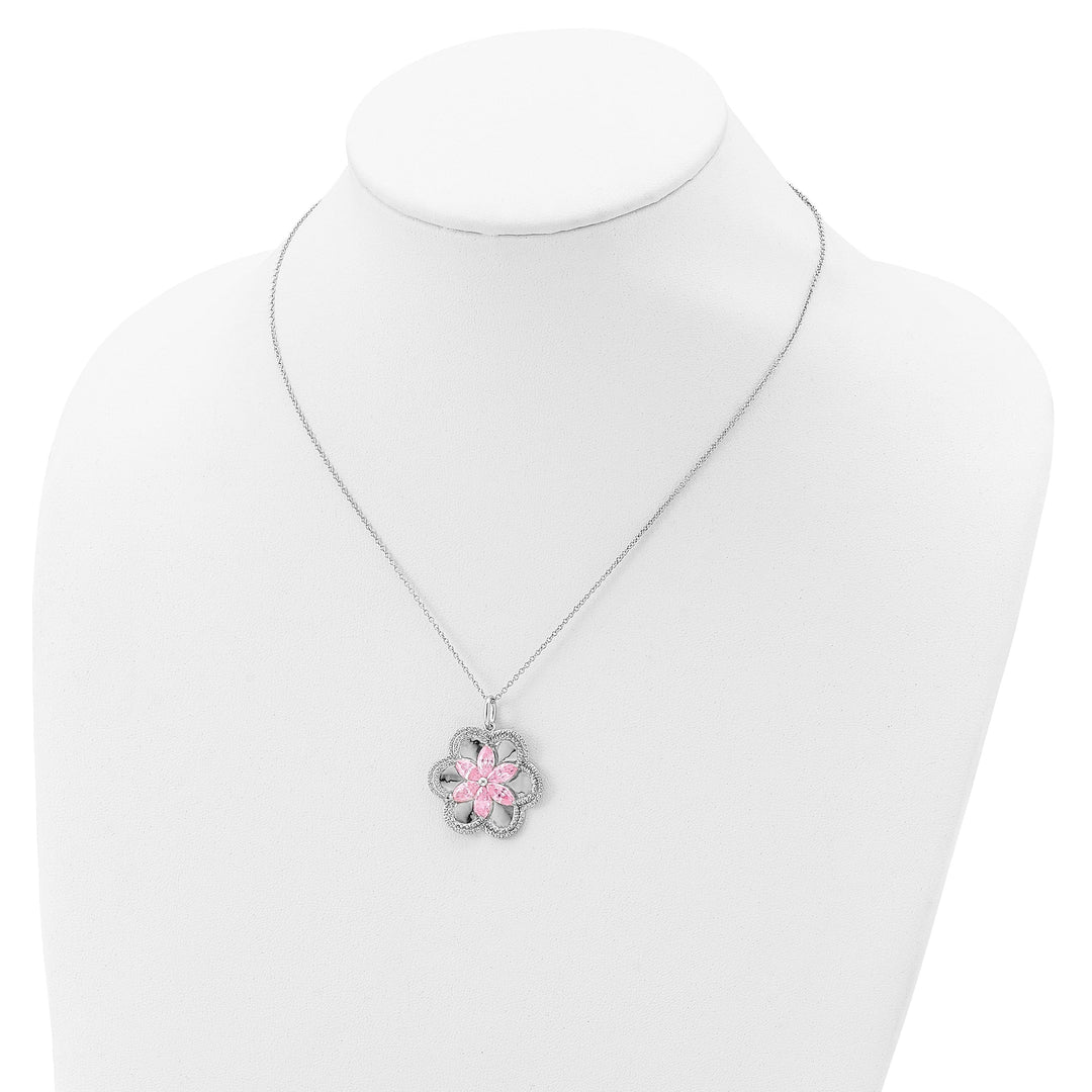 Sterling Silver Pretty Pk Flower Necklace