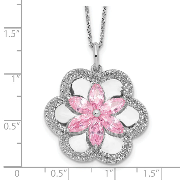 Sterling Silver Pretty Pk Flower Necklace