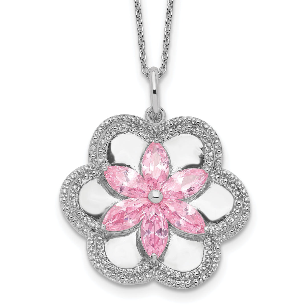 Sterling Silver Pretty Pk Flower Necklace