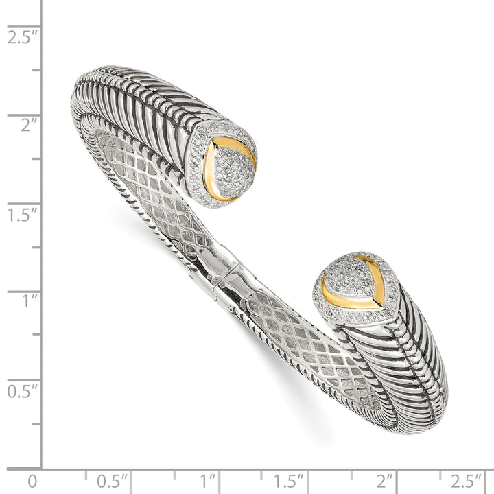 Sterling Silver Gold Diamond Cuff Bracelet