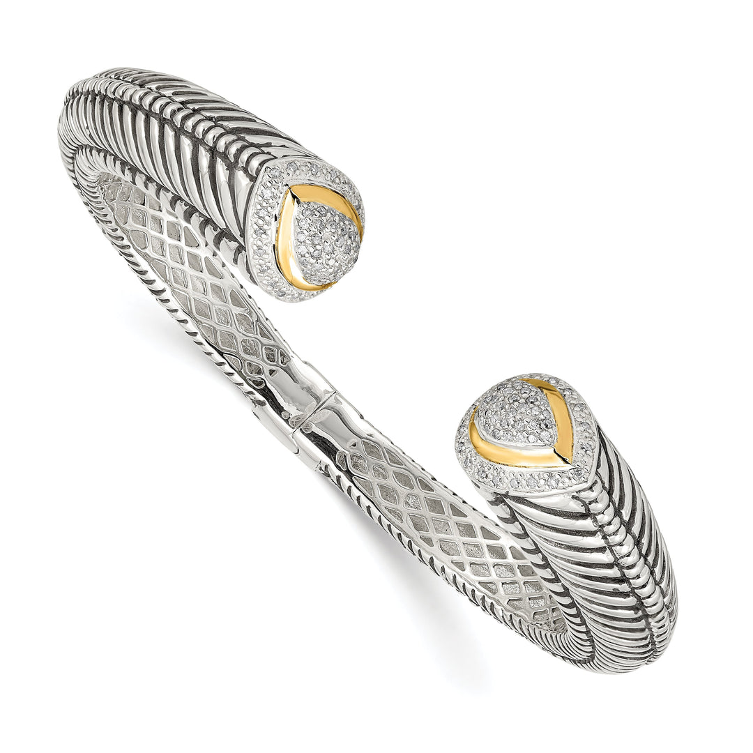 Sterling Silver Gold Diamond Cuff Bracelet