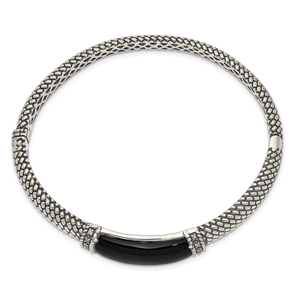 Sterling Silver Onyx Carat Diamond Bracelet