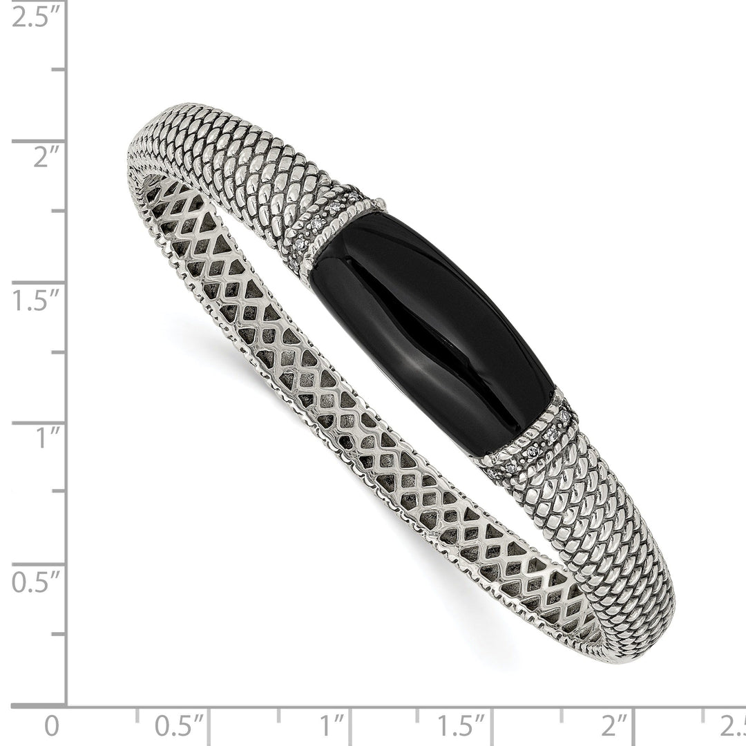 Sterling Silver Onyx Carat Diamond Bracelet