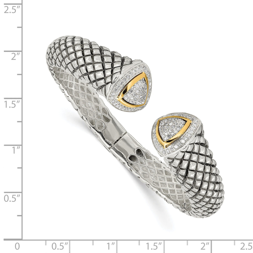 Sterling Silver Gold Diamond Cuff Bracelet