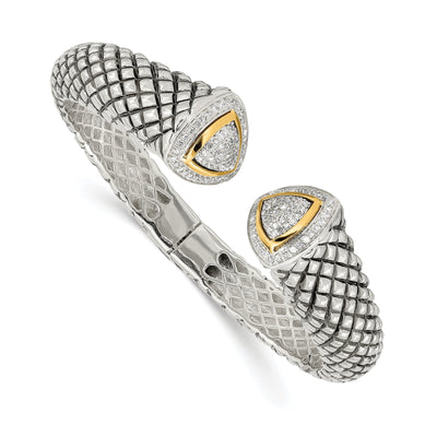 Sterling Silver Gold Diamond Cuff Bracelet
