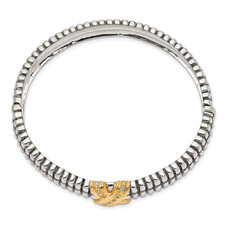 Sterling Silver Gold Diamond Bangle Bracelet