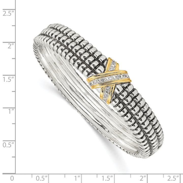 Sterling Silver Gold Diamond Bangle Bracelet