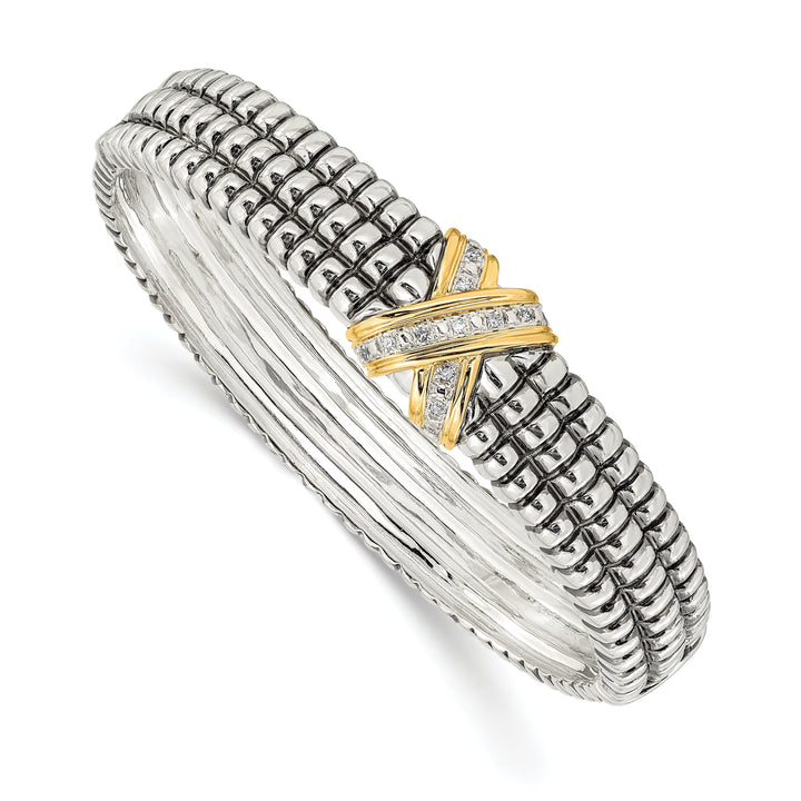 Sterling Silver Gold Diamond Bangle Bracelet