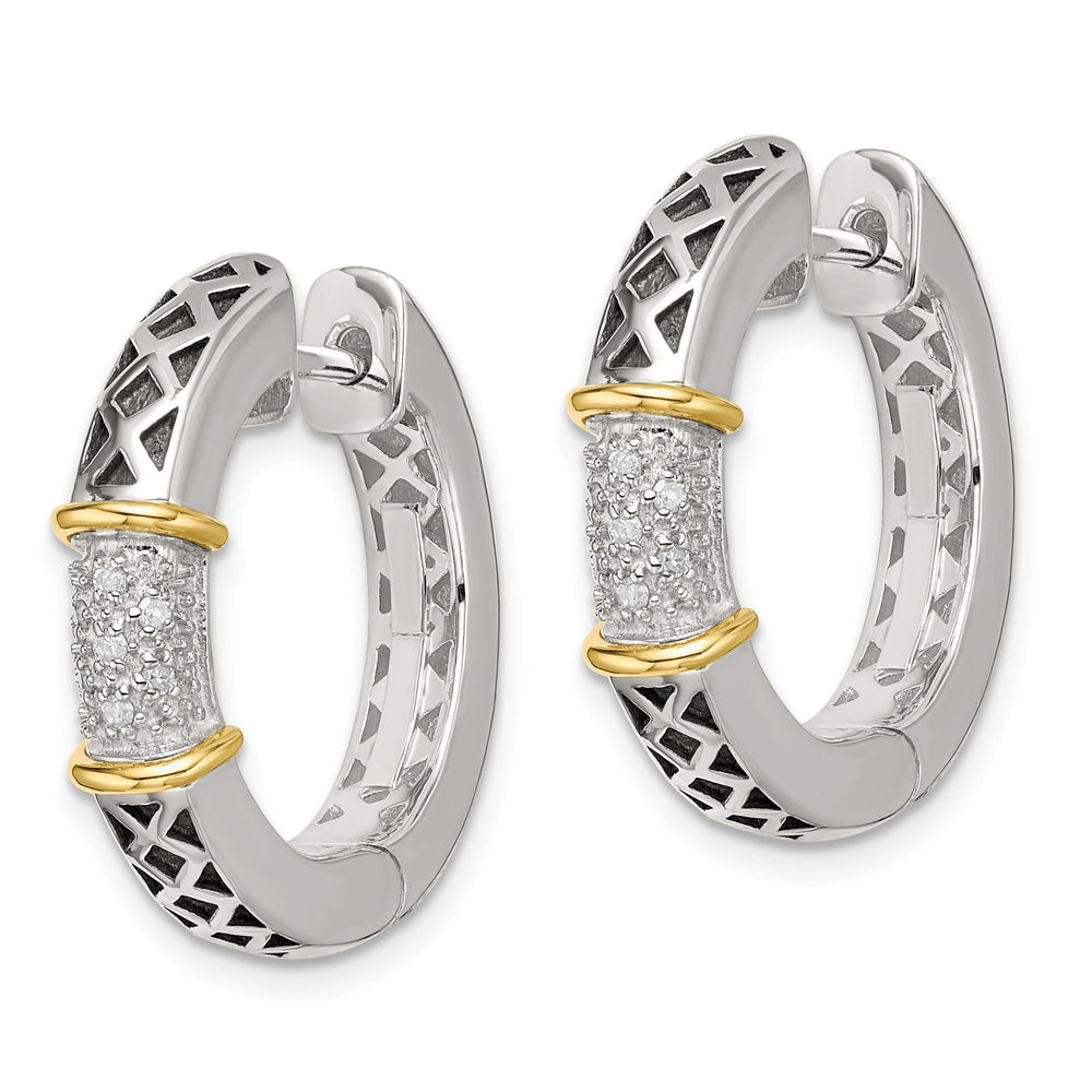 Sterling Silver Gold Diamond Hinged Hoop Earrings