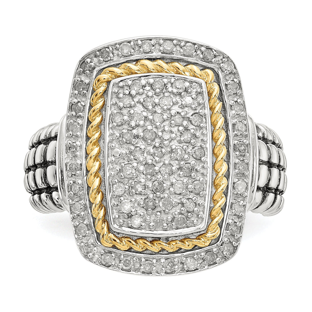 Sterling Silver Goldy Diamond Ring