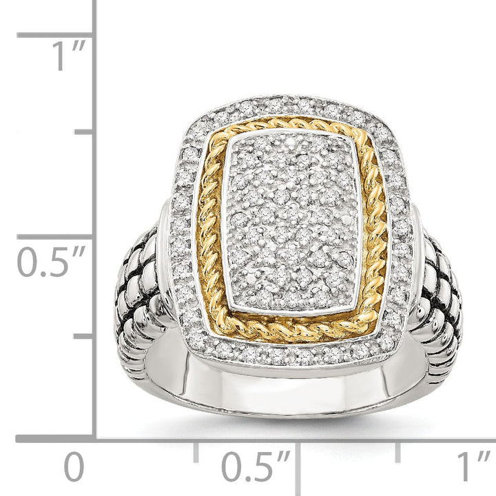 Sterling Silver Goldy Diamond Ring