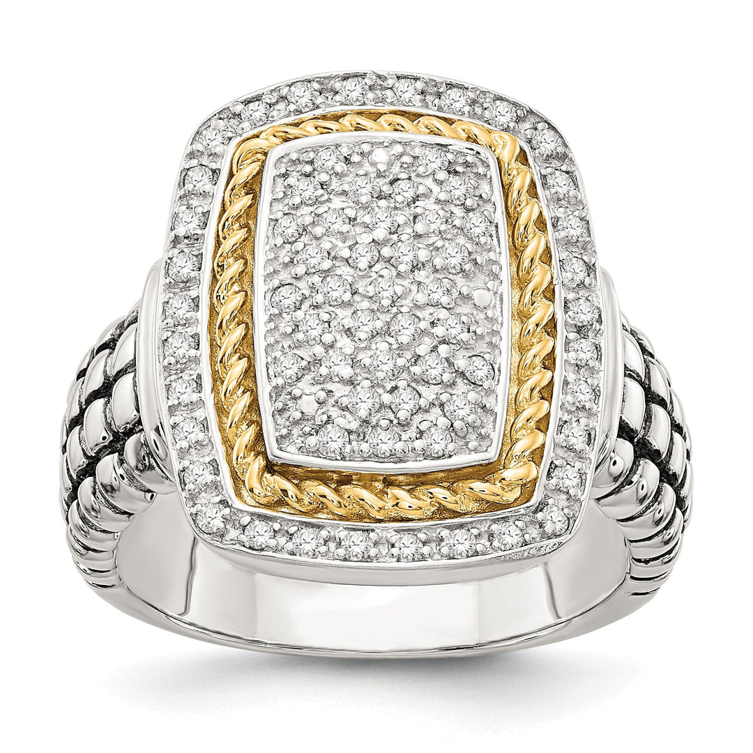 Sterling Silver Goldy Diamond Ring