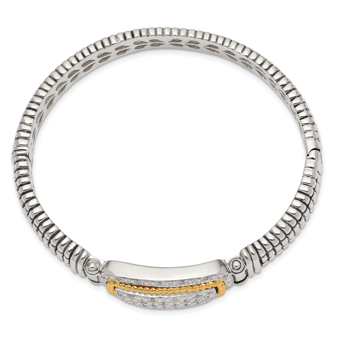 Sterling Silver Gold Diamond Bangle Bracelet