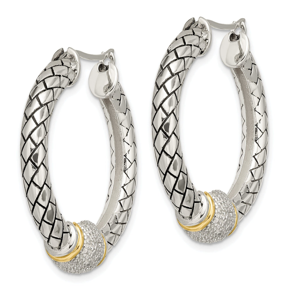 Sterling Silver Gold Diamond Hoop Earrings