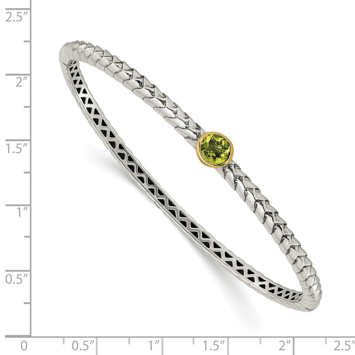 Sterling Silver Gold Peridot Bangle Bracelet