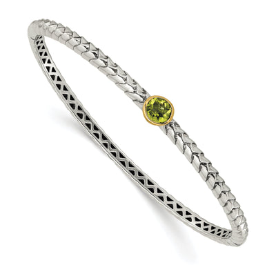 Sterling Silver Gold Peridot Bangle Bracelet at $ 210.61 only from Jewelryshopping.com