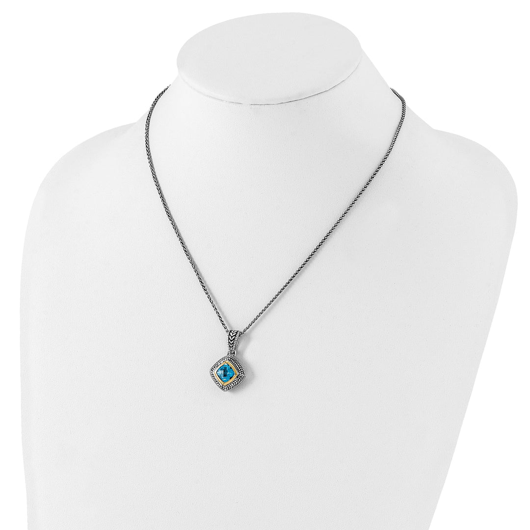 Sterling Silver Gold Sky Blue Topaz Necklace