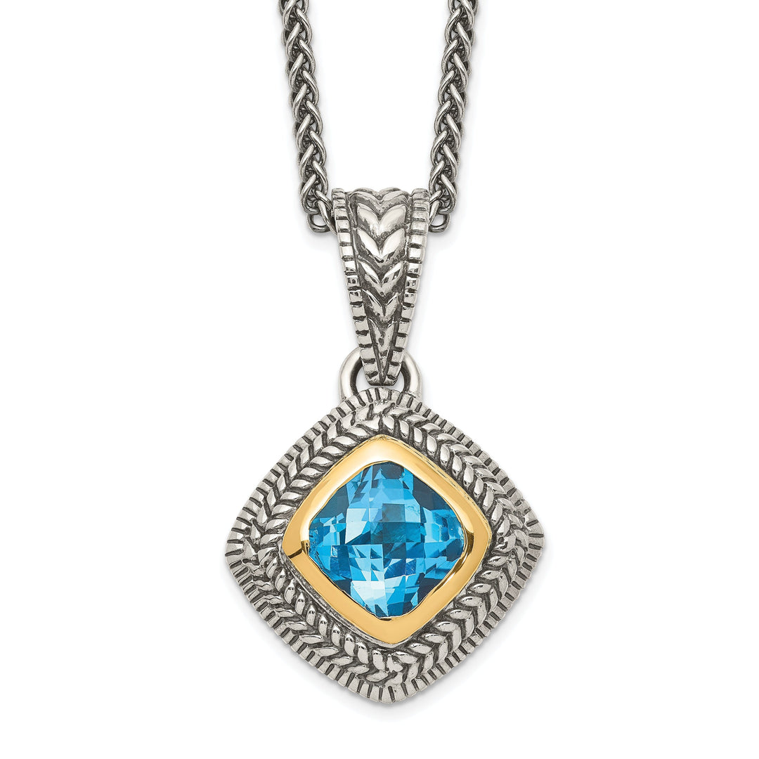 Sterling Silver Gold Sky Blue Topaz Necklace