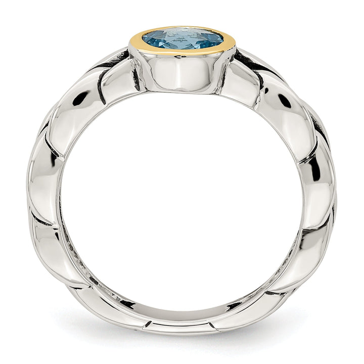 Sterling Silver Gold Sky Blue Topaz Ring