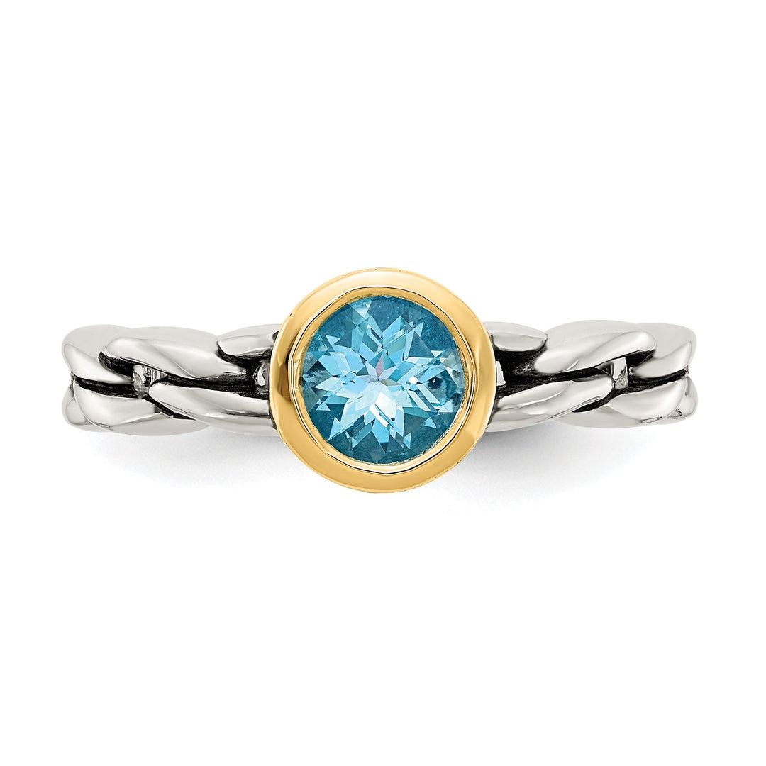 Sterling Silver Gold Sky Blue Topaz Ring