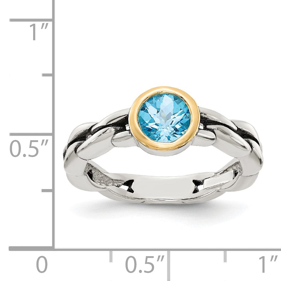 Sterling Silver Gold Sky Blue Topaz Ring